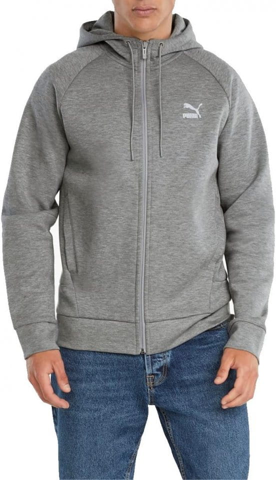Sweatshirt met capuchon Puma Classics Tech FZ Hoodie DK Medium Gray H