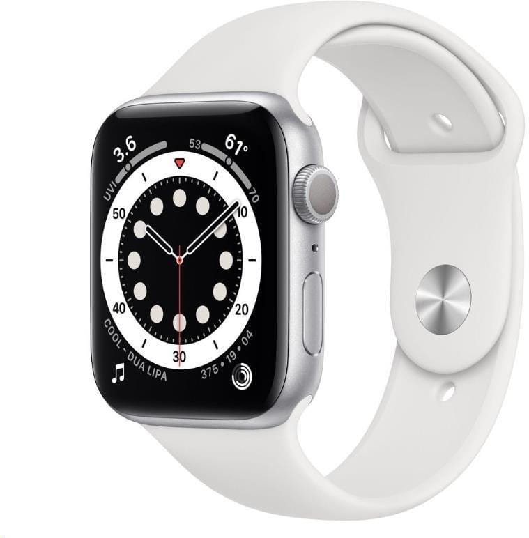 Horloge Apple Watch S6 GPS, 44mm Silver Aluminium Case with White Sport Band - Regular