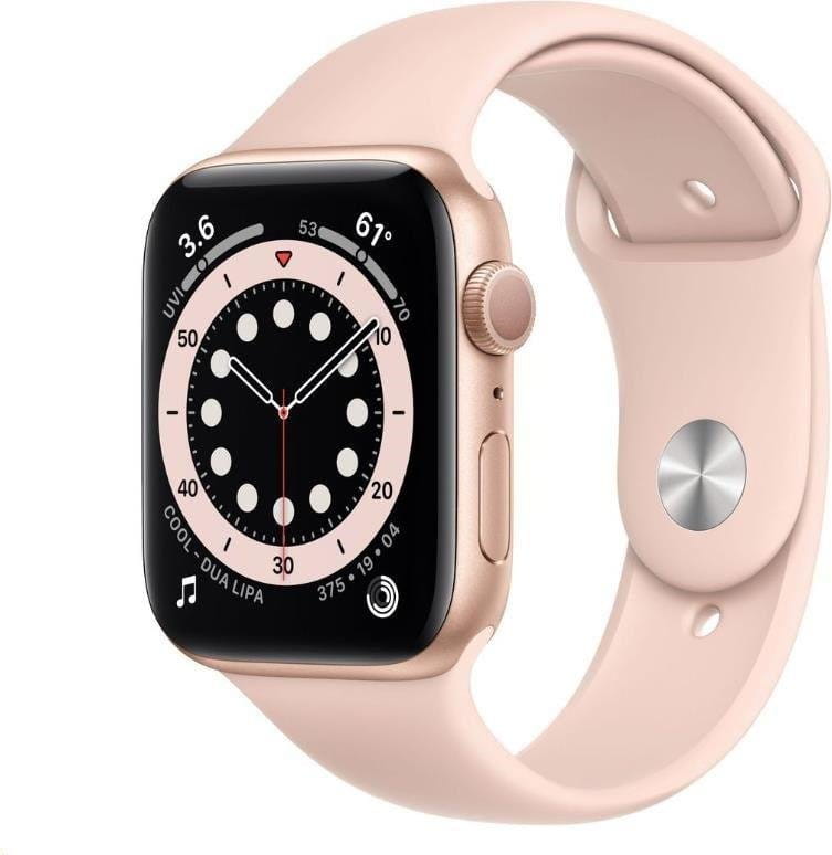 Horloge Apple Watch S6 GPS, 44mm Gold Aluminium Case with Pink Sand Sport Band - Regular